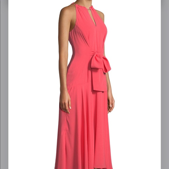 NWT Pink Tie-Front Flattering Midi Dress - Picture 2 of 7